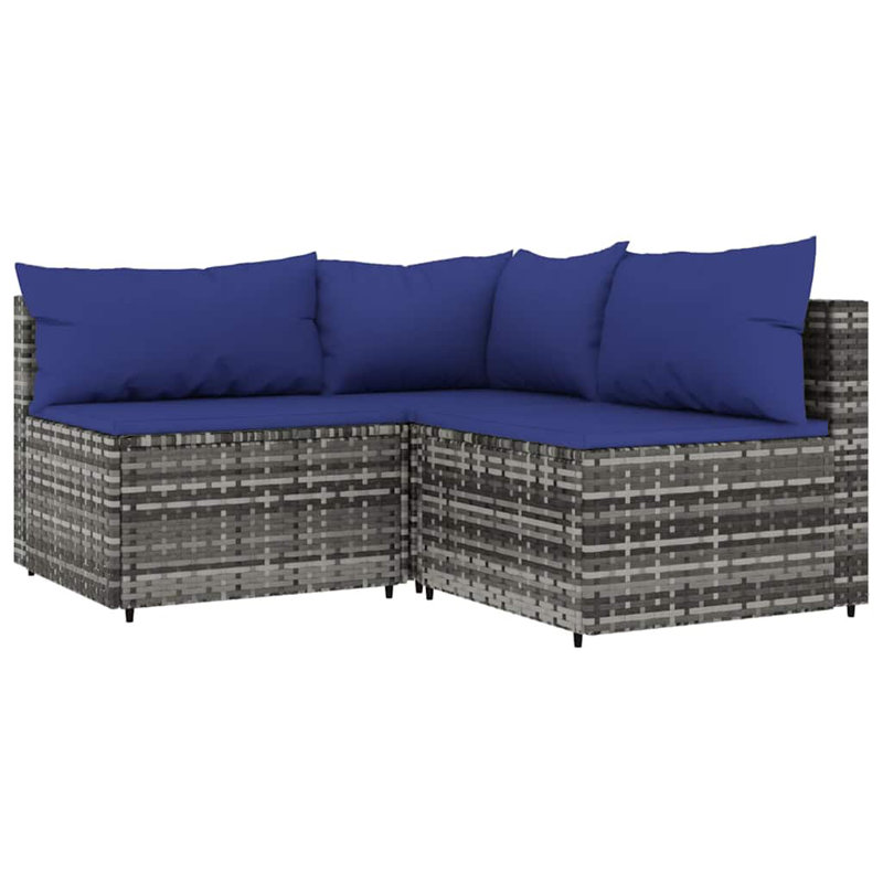 Bedingfield 24.8'' Wide Square Patio Sectional Set with Cushions, Anthracite, Gray