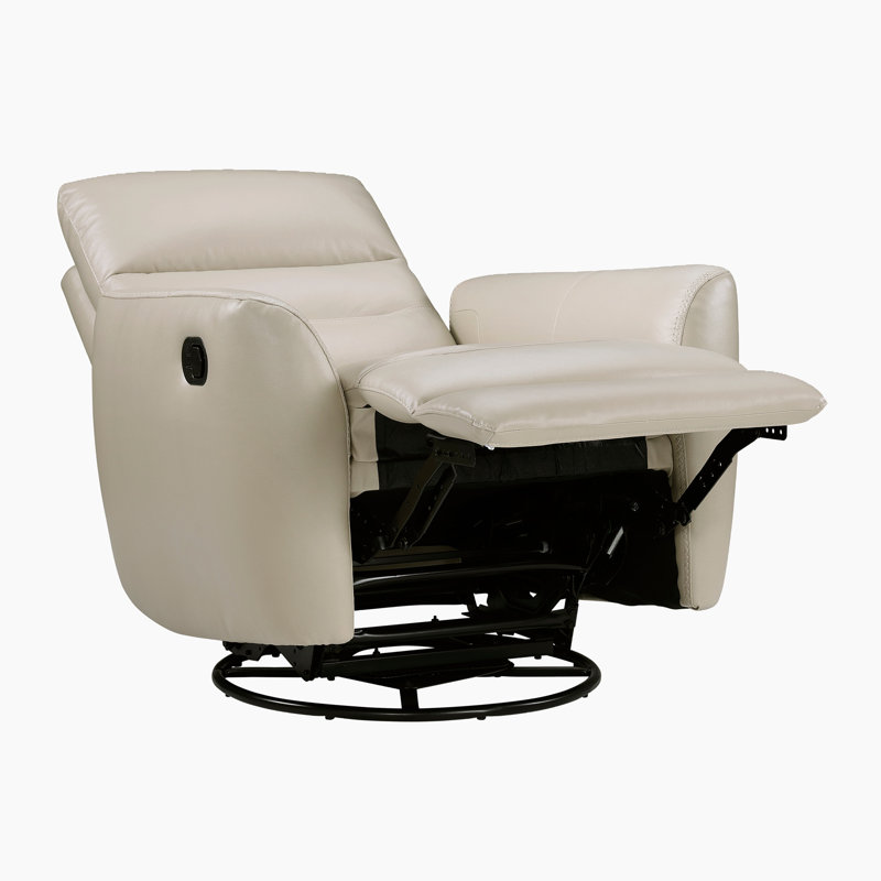   Marianna 35.5" Modern & Contemporary Top Grain Leather Match Swivel Glider Reclining Chair with 360-Degree Swivel & Gentle Gliding Motion