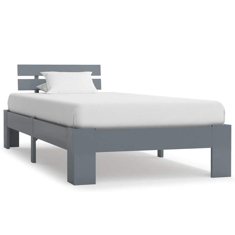 vidaXL Bed Frame Solid Pine Wood, Grey, 100 x 200 cm