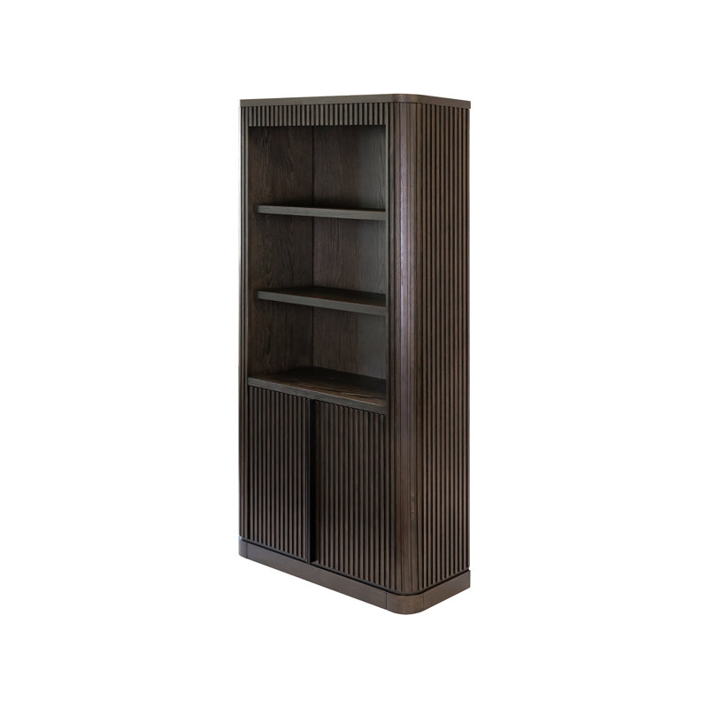 Bibliothèque de direction avec portes Wabasha, entièrement assemblée, brun