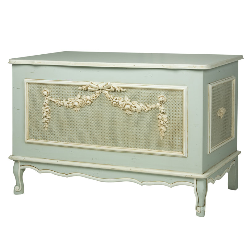Coffre à jouets français, Bleu / Crème