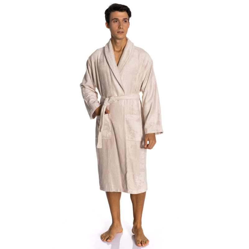 Peignoir mi-mollet unisexe en rayonne de bambou Mexia, Latte, L