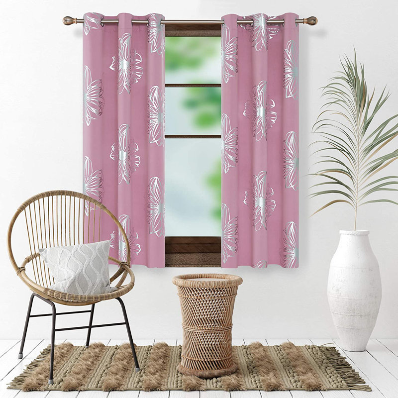 Beker Room Darkening Curtains / Drapes Pair, 42" W x 63" L, Sweet Pink
