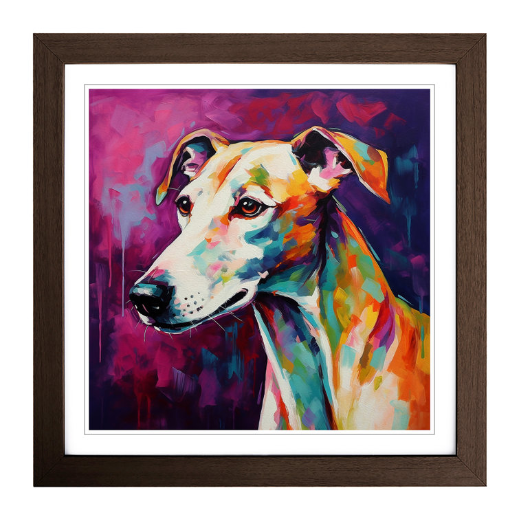 Whippet Fauvism - Single Picture Frame Print on Wood