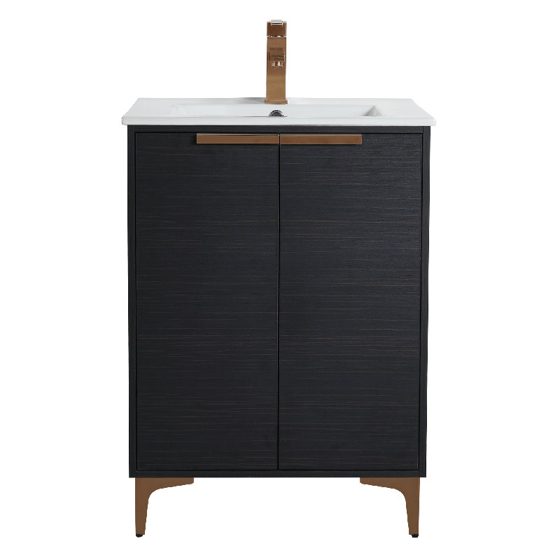 Ensemble de meuble-lavabo simple 24 po Kayden, Or mat