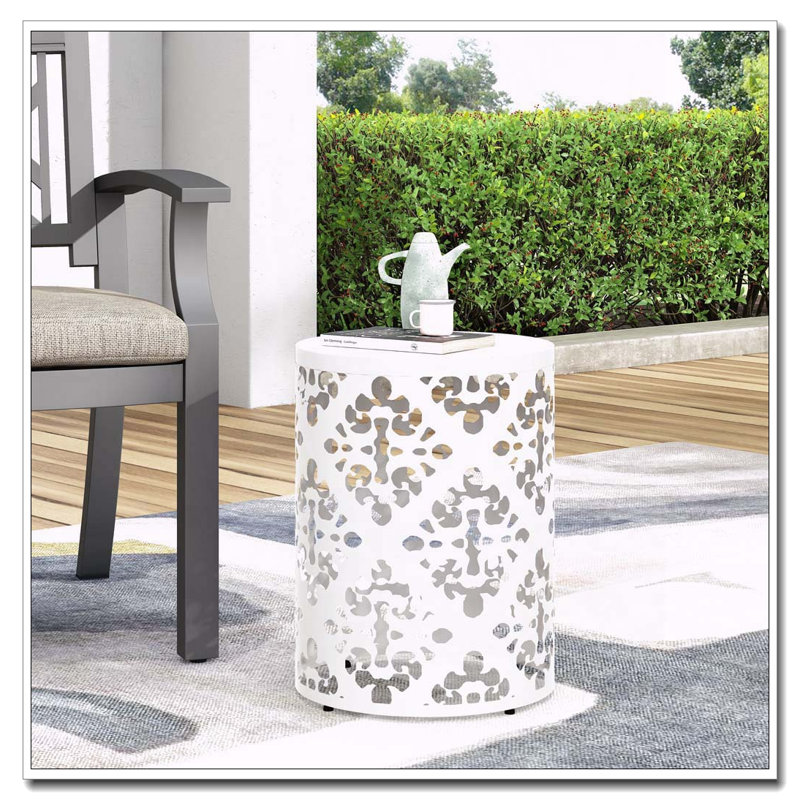 Table d'appoint d'extérieur, Blanc, 1