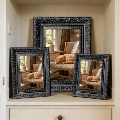 Black 3 PCS Ornate Picture Frame for 5" x 7" Photos and Shelf Decor