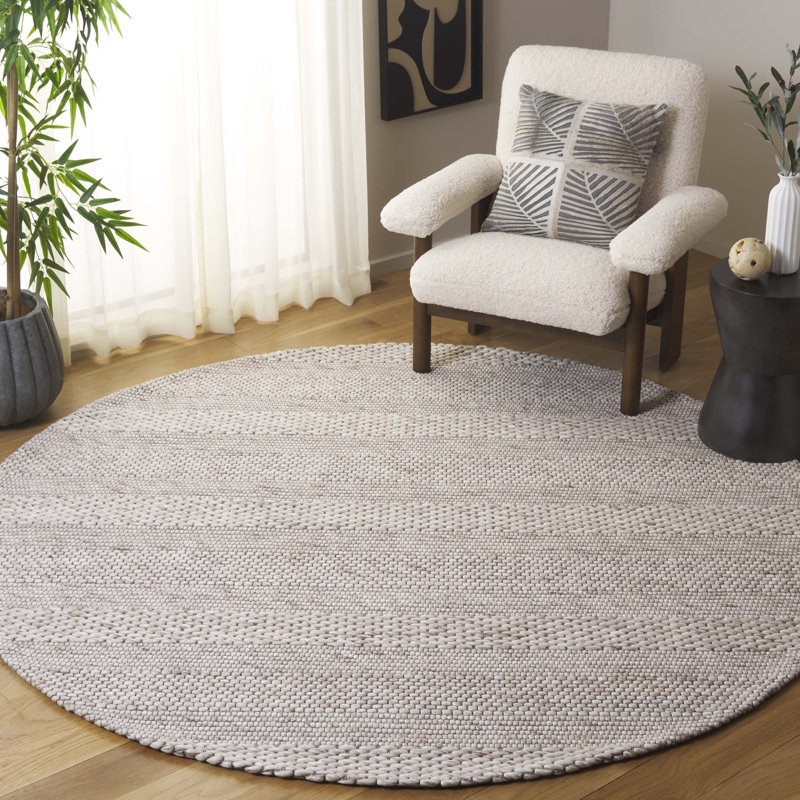 Callington Hand Loomed Performance Striped Rug, Round 6'6"
