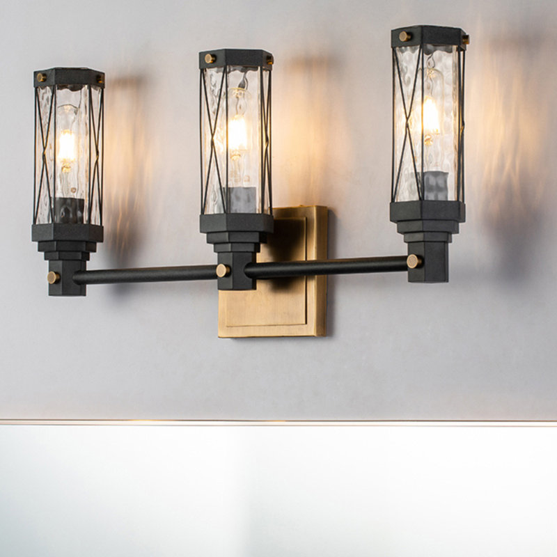 Abbey 3 Light Bath Lighting In Black And Brass