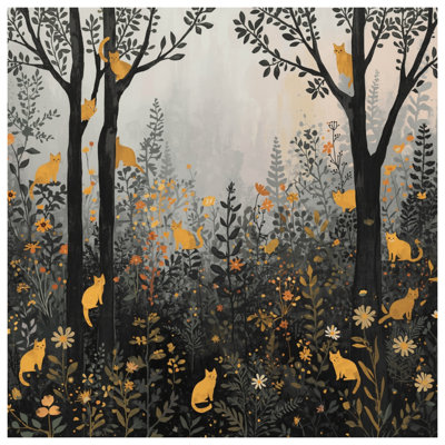 Tapisserie «Chats parmi les arbres de la forêt» - Décoration murale chats