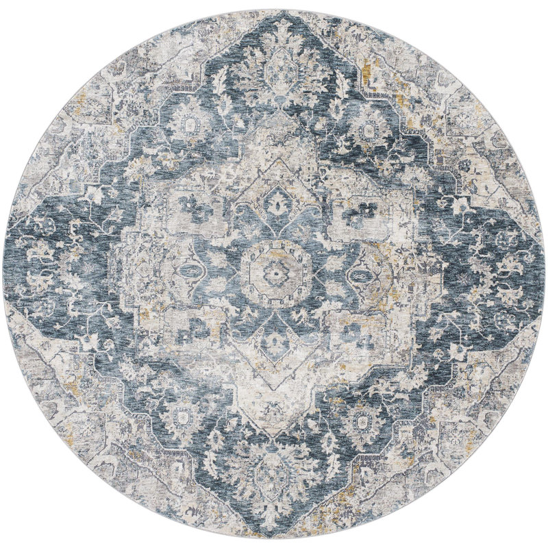 Tapis oriental sarcelle Houserville, Rond 6 pi 7 po