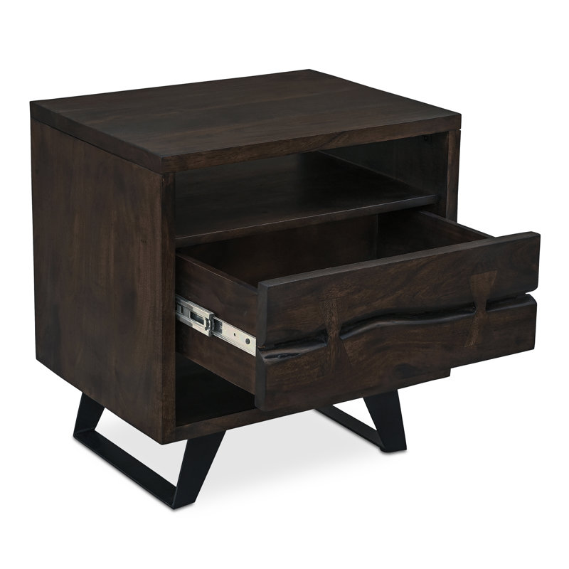 Madagascar 1 - Drawer Solid Wood Nightstand, Dark Brown