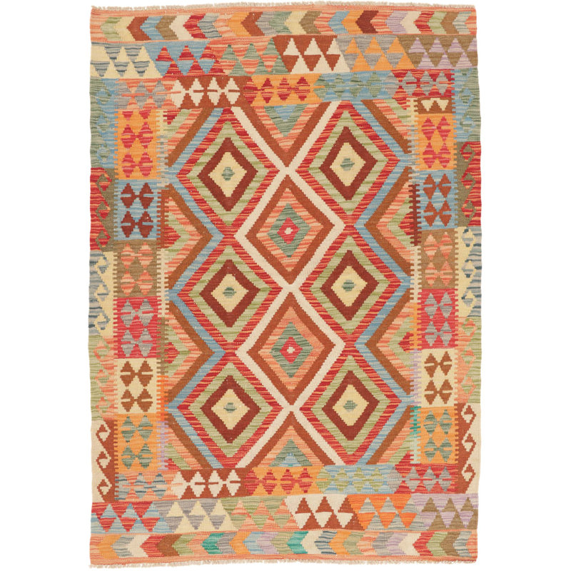 Geometric Wool Hand Woven 126cm X 180cm Area Rug