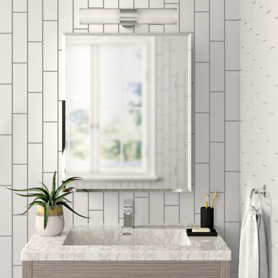 Sudie 24.75'' W 30.56'' H Recessed Frameless Medicine Cabinet Mirror 4 Adjustable