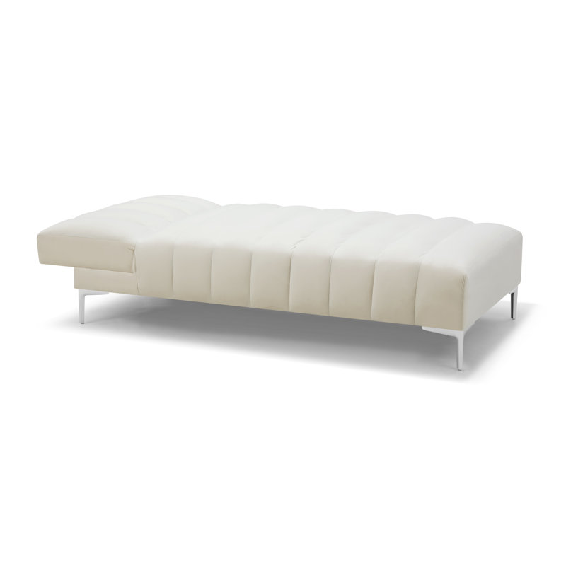 Camille Chaise Longue Daybed in Velvety Fabric, Ivory