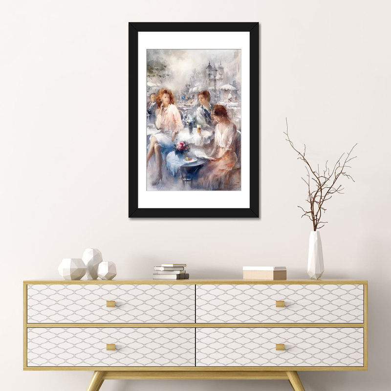 « terrace », reproduction sur toile, Papier beaux-arts encadré noir, Blanc, H 24 po x l 16 po x P 1 po