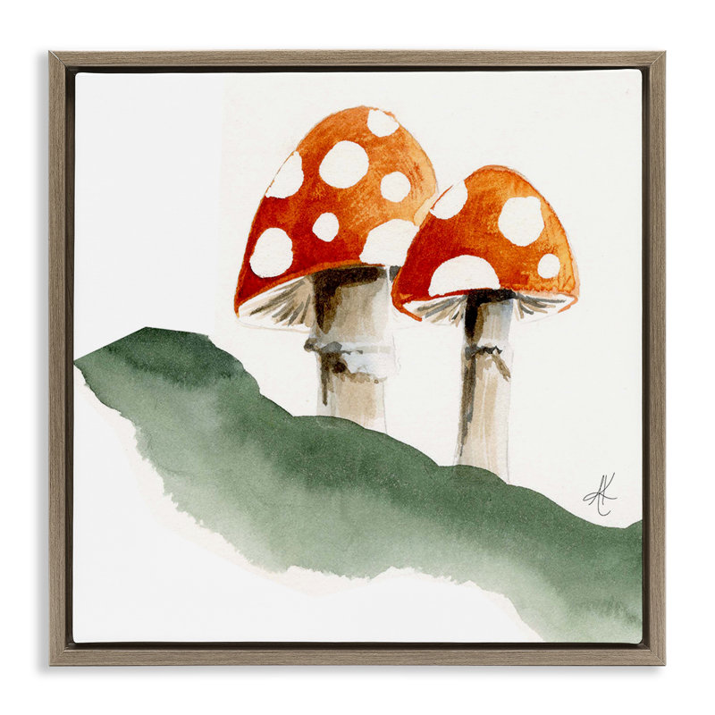 Art mural sur toile flottant "Spots Red Mushroom" par Alexandria Gilbert Kincaid, Cadre flottant orme Montalcino