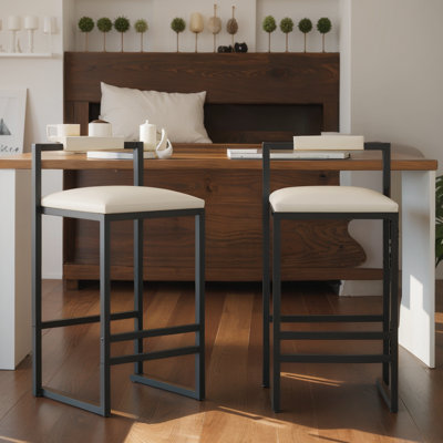 Tabourets de bar à hauteur de comptoir avec dossier et coussin