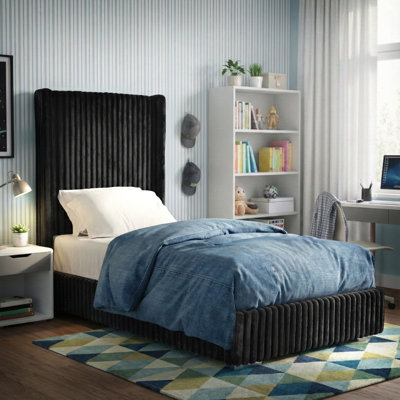 Bertogne Tall Wingback Headboard Upholstered Bed