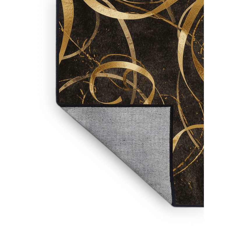 Machine Washable Bucktown New Years Modern & Contemporary Abstract Rug in Brown – Black Binding, 6x9