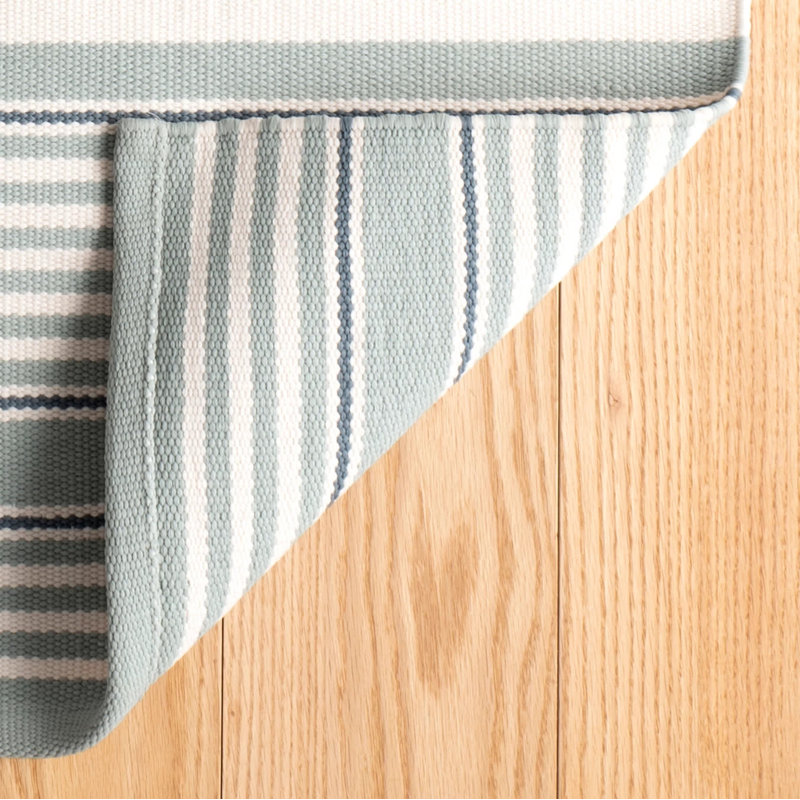 Rugby Stripe Light Blue Handwoven Indoor/Outdoor Rug, Rectangle 2' x 3'