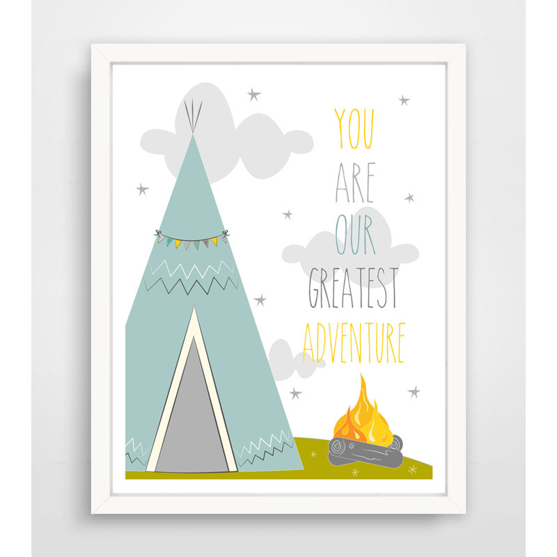 «You Are Our Greatest Adventure Tee Pee», impression sur papier, H 10 po x l 8 po, Bleu pâle