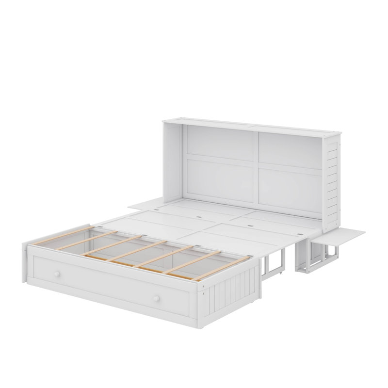 Queen-Size Space-Saving Murphy Bed With Integrated Drawer
