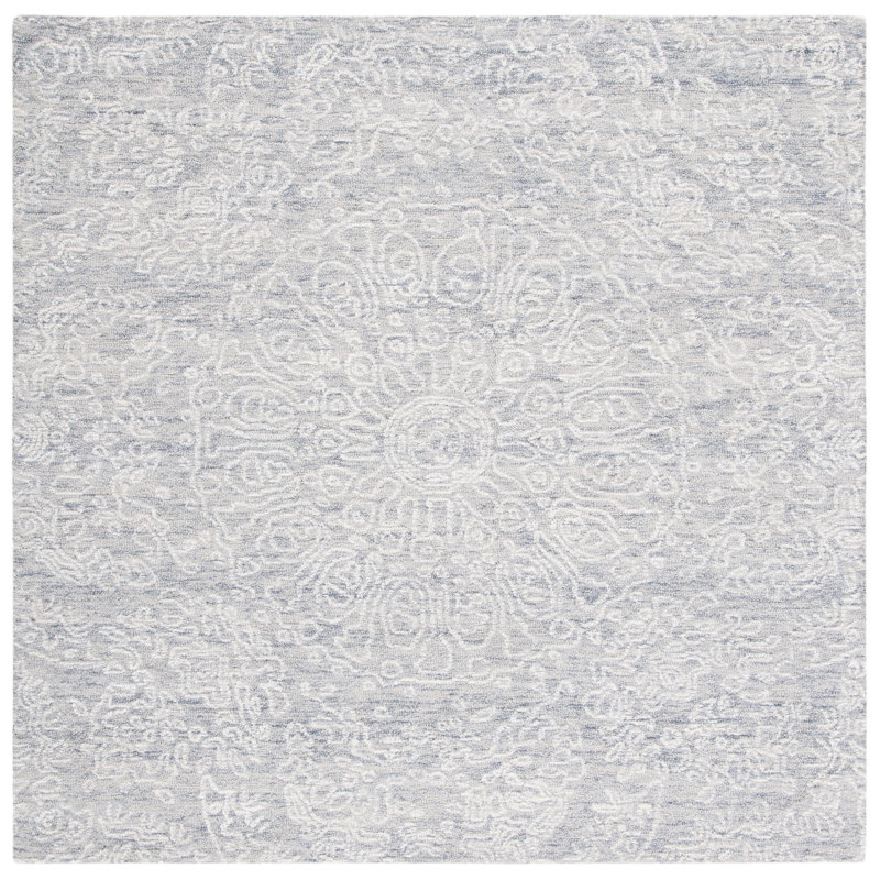 Tapis oriental en laine et en coton touffeté à la main avec latex Ambrose, Carré 6 pi