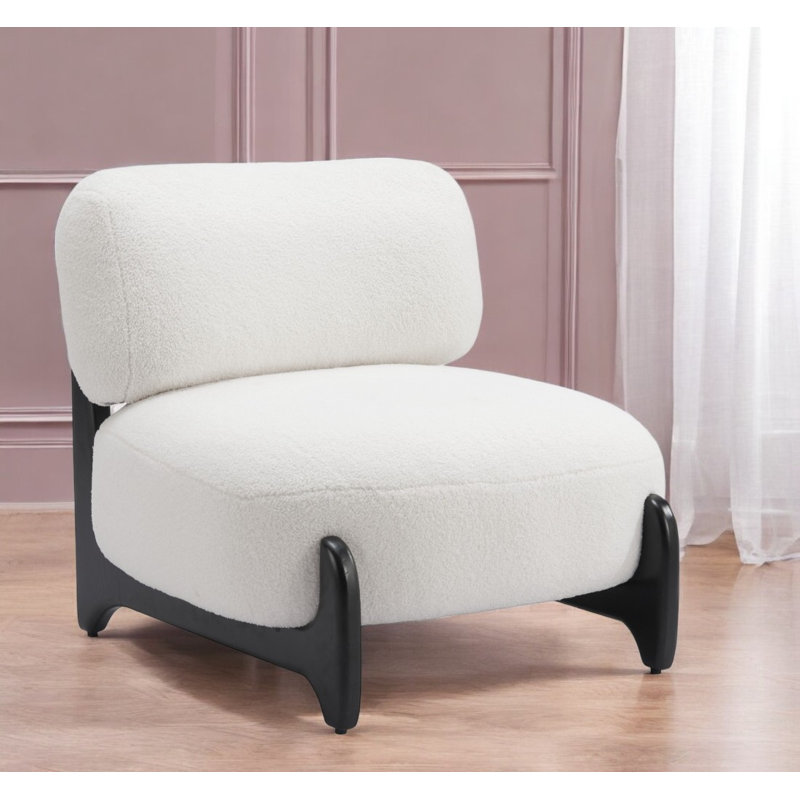 Chaise d'appoint rembourrée 30 po en sherpa blanc et noir