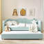 Lit de jour moderne, lit de jour rembourré équipé d'une base de lit gigogne escamotable et d'une poche de rangement latérale, canapé-lit multifonctionnel pour chambre à coucher et chambre d'amis-130899495-130899496