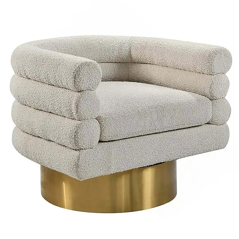 Fauteuil d'appoint pivotant Modern Boucle, Crème