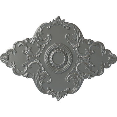 Endurathane Piedmont Ceiling Medallion, 67 1/8"W x 48 5/8"H x 1 7/8"P (Fits Canopies up to 6 1/2"), Hand-Painted Silver Finish