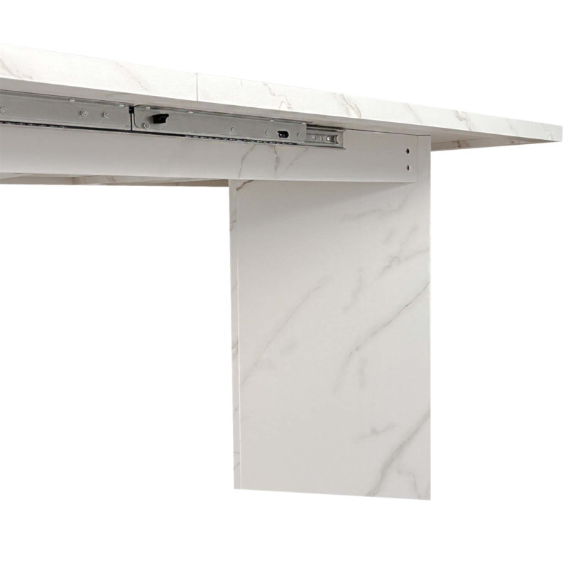 Extendable Faux Marble Dining Table for 6-10, Modern Rectangular Expandable Kitchen and Conference Table(Table Only)