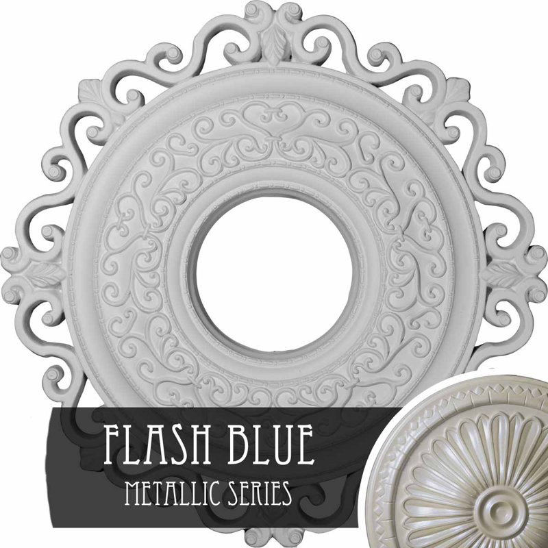Endurathane Orrington Ceiling Medallion, 22"OD x 6 1/4"ID x 1 3/4"P (Fits Canopies up to 6 1/4"), Hand-Painted Flash Blue Finish
