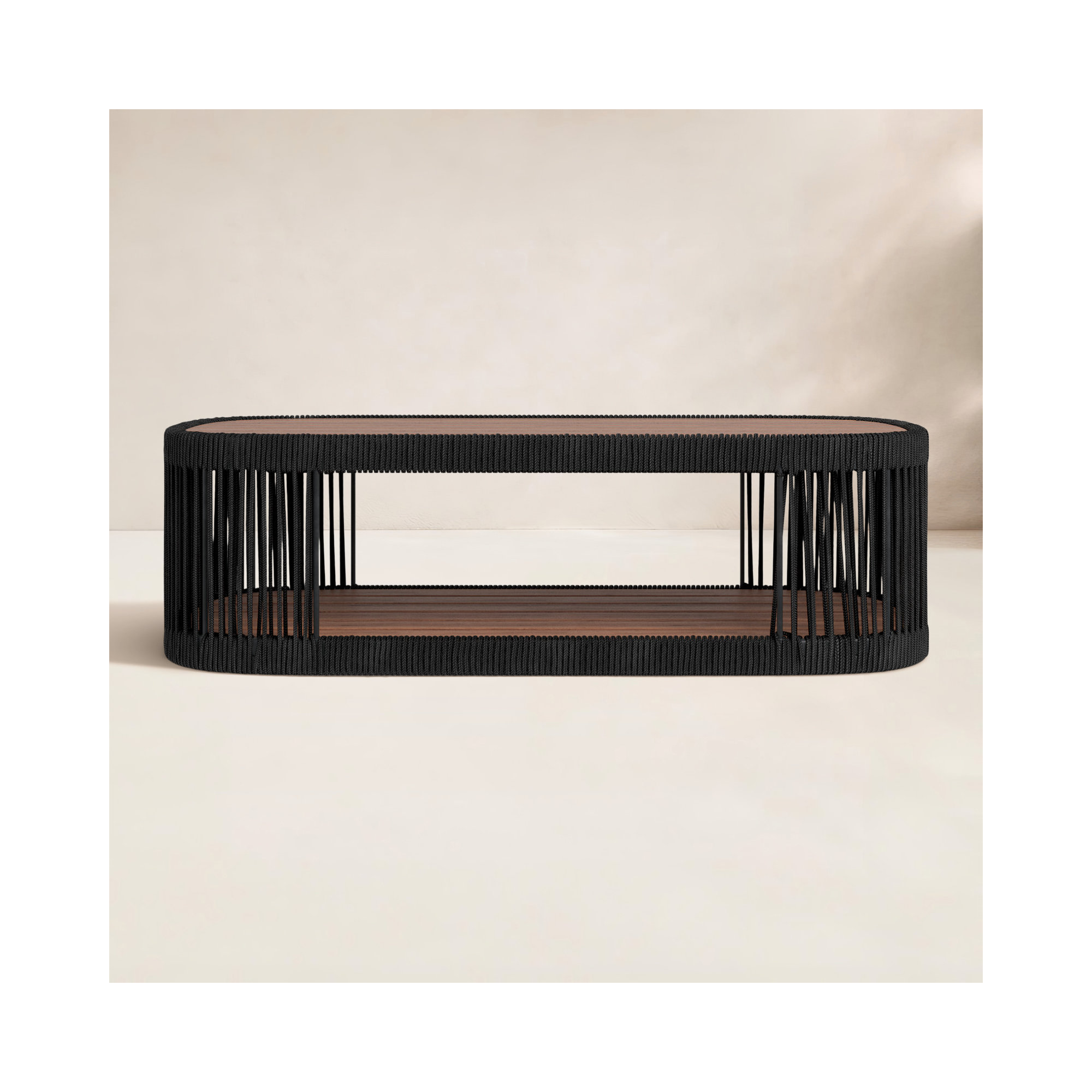 Aniston 47'' Teak Outdoor Coffee Table, Black