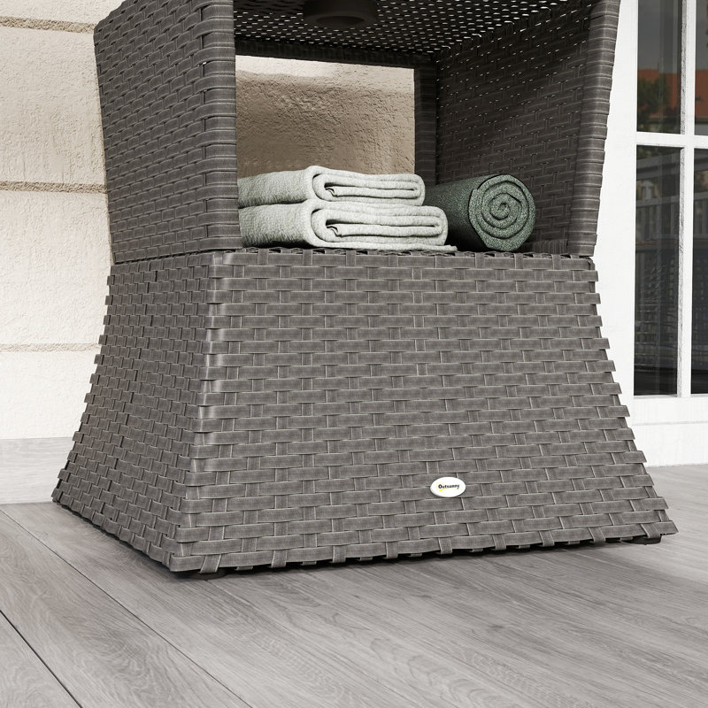 Square Metal Outdoor Coffee Table With Umbrella Hole , 54cm cm W 54cm cm D