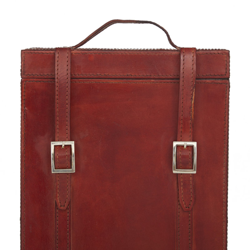 Modern Leather Carrier, 9"x5"x16", Red
