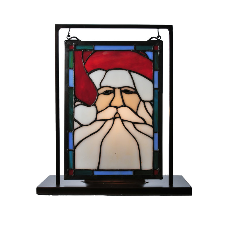 Mini fenêtre de table éclairée avec tête de père Noël l 9,5 "x H 10,5"