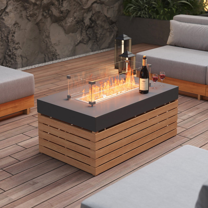39-inch Smokeless Propane Fire Pit Table with CSA Certification, 50,000 BTU Outdoor Heating Firepit for Patio, Deck with Wind Cover & Propane Hose Adapter