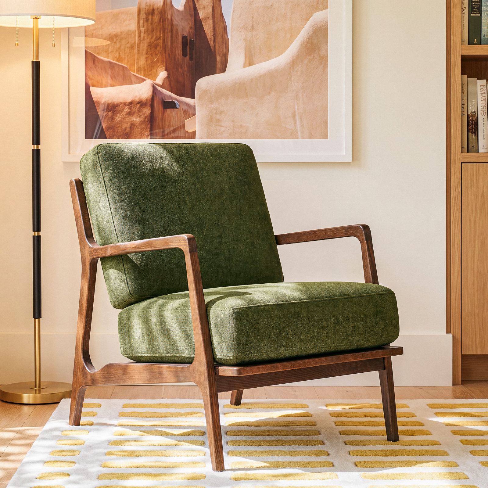 Poly & Bark Verity Armchair, Distressed Green Velvet