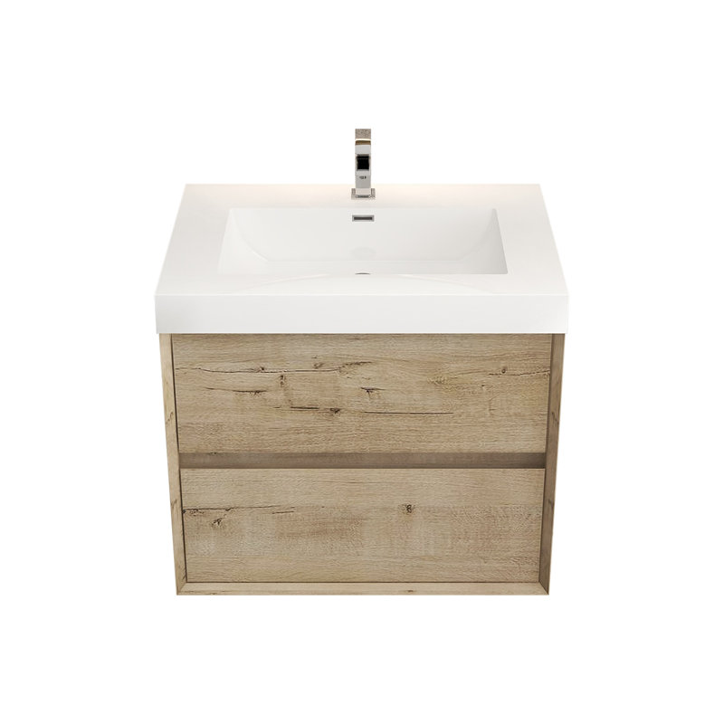 29.3'' Single Bathroom Vanity with Plastic Top, White Oak