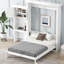 Grand lit, blanc, lit peu encombrant, décoration à persiennes, pin et bois massif