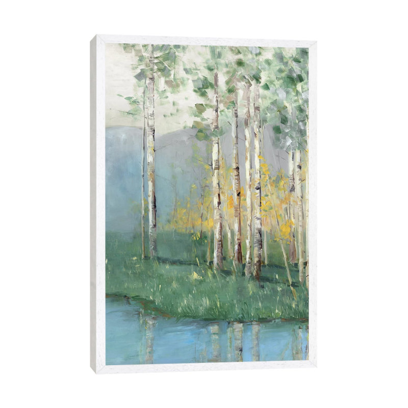 Birch Reflections II by Sally Swatland - Painting on Canvas, 101.6 cm H x 66.04 cm W, White Framed Canvas