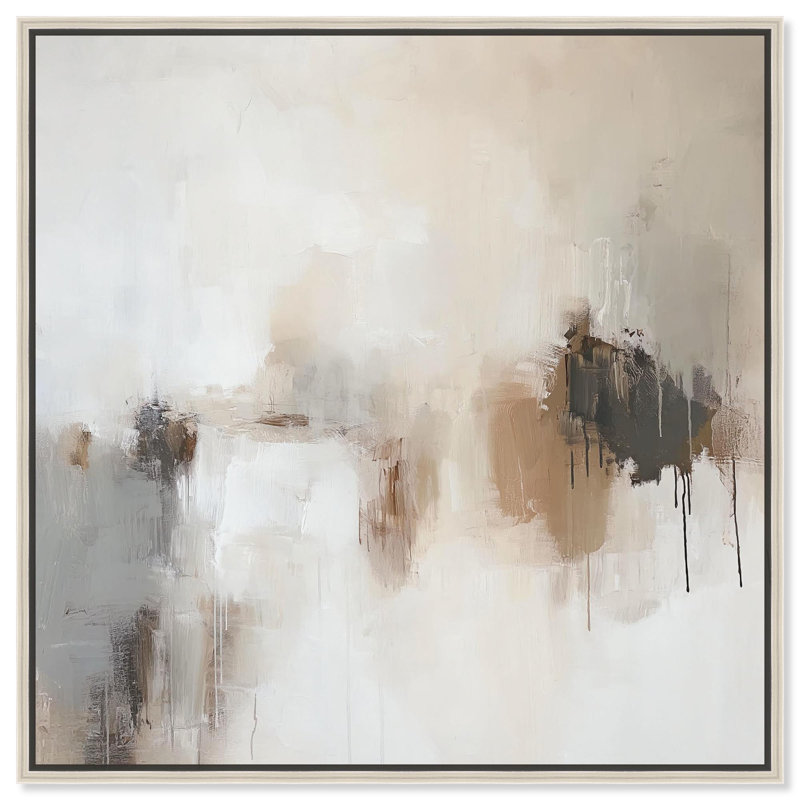 Abstrait neutre sur toile Windswept Reverie II par Art Remedy, Encadrement argenté, H 21 po x l 21 po x P 2 po