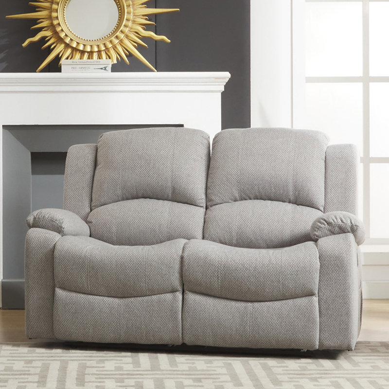 Celya 2 Seater Reclining Sofa, Light Grey Polyester Twill