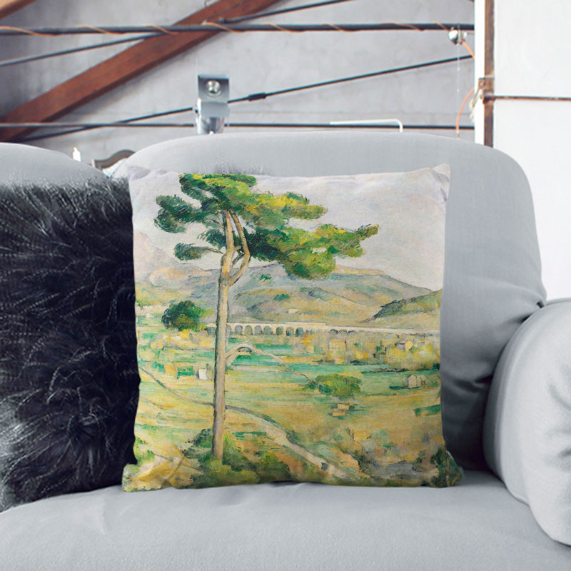 Mont Sainte-Victoire Viaduct Square Throw Cushion, 40cm H x 40cm W x 15cm D, Black