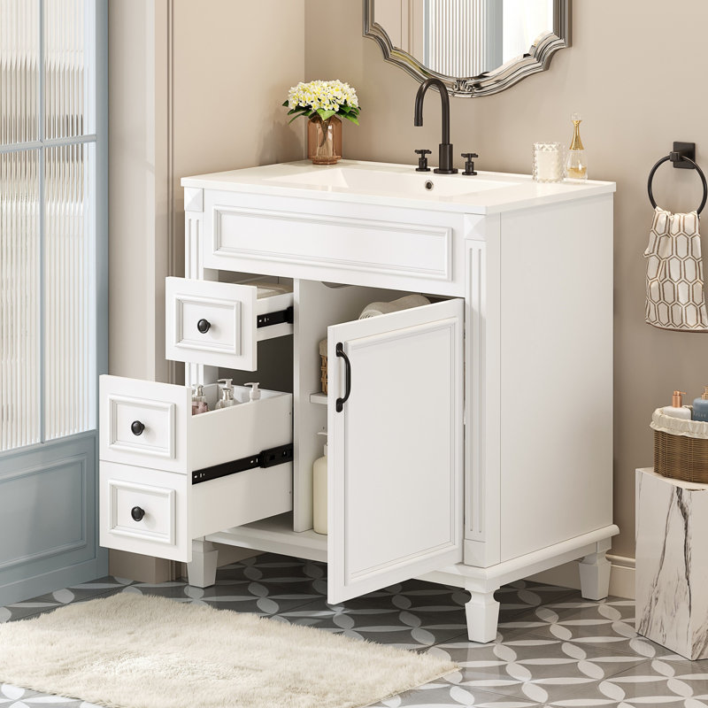 Meuble-lavabo 30 po avec lavabo en céramique, Blanc