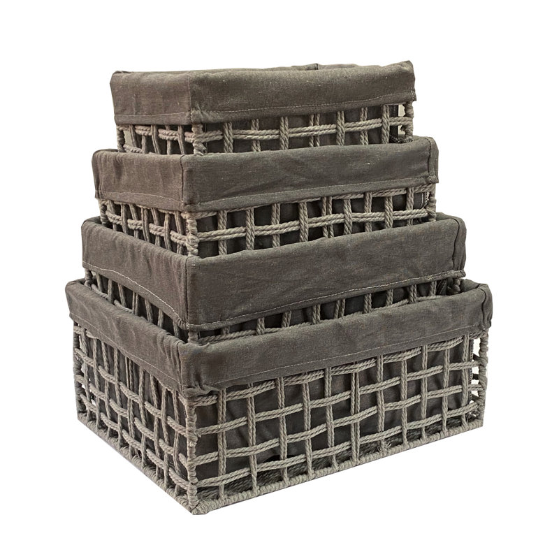 Brambly Cottage Decorative Basket, 16cm H x 38cm W x 29cm D, Grey