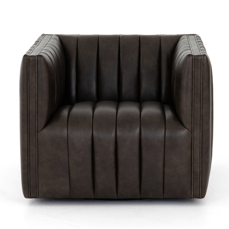 Augustine Swivel Club Chair, Deacon Wolf Genuine Leather