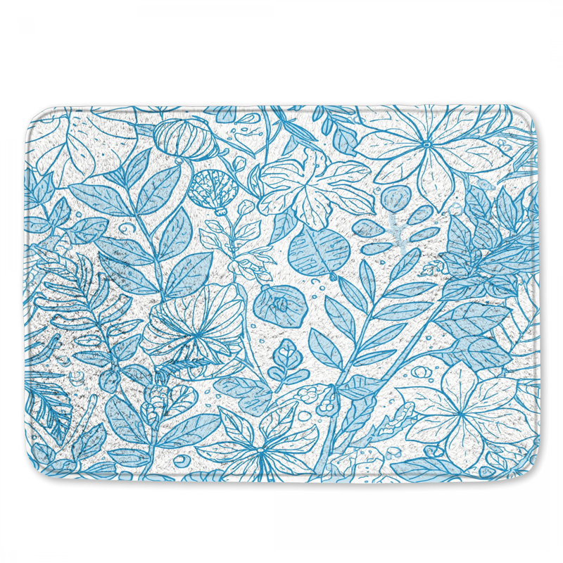 Tapis de bain Blue Botanical Line Art, L 24 po x L 17 po